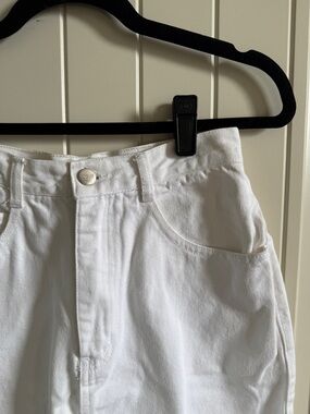 White denim knee length skirt